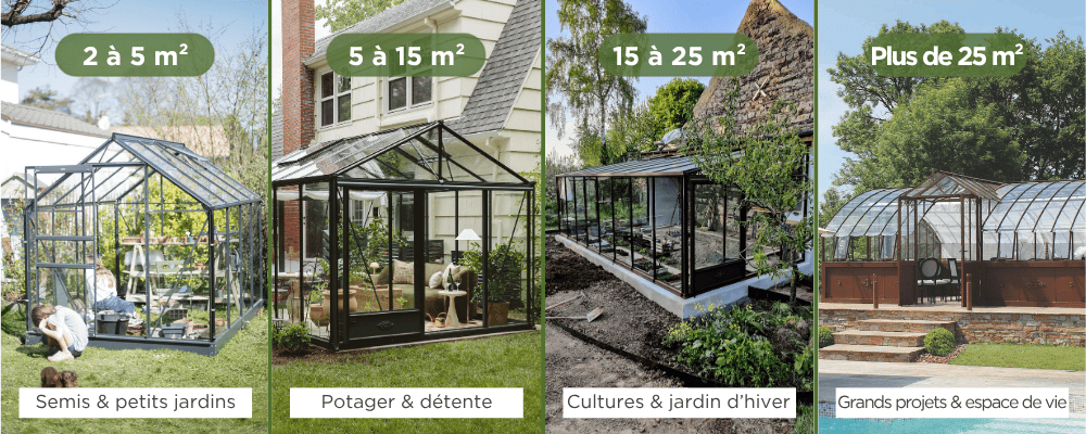 Différentes dimensions de serres de jardin LAMS selon les projets